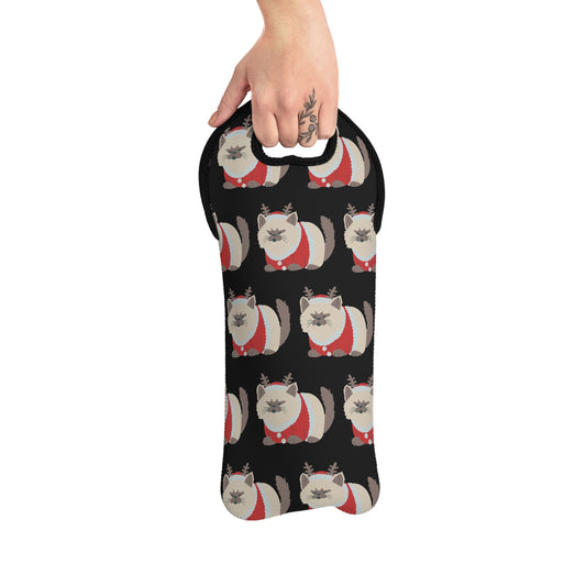 Grumpy Christmas Cat Wine Tote Bag