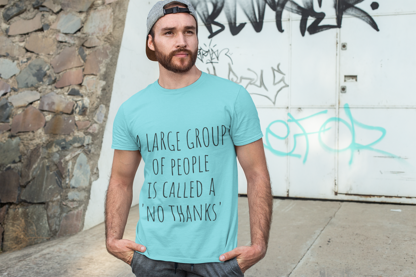 A large group of people is called A 'No Thanks' Unisex Garment-Dyed T-shirt