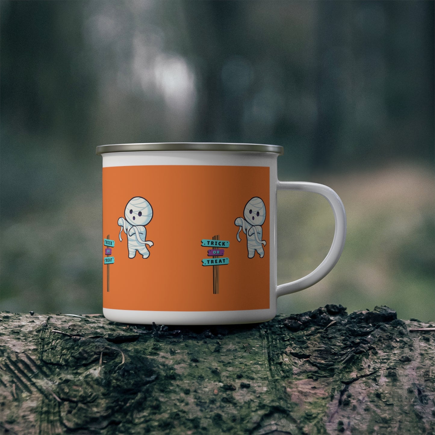 Halloween Bandaged Ghost Enamel Camping Mug