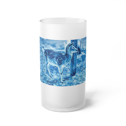 Deep Freeze Deer Frosted Glass Beer Mug