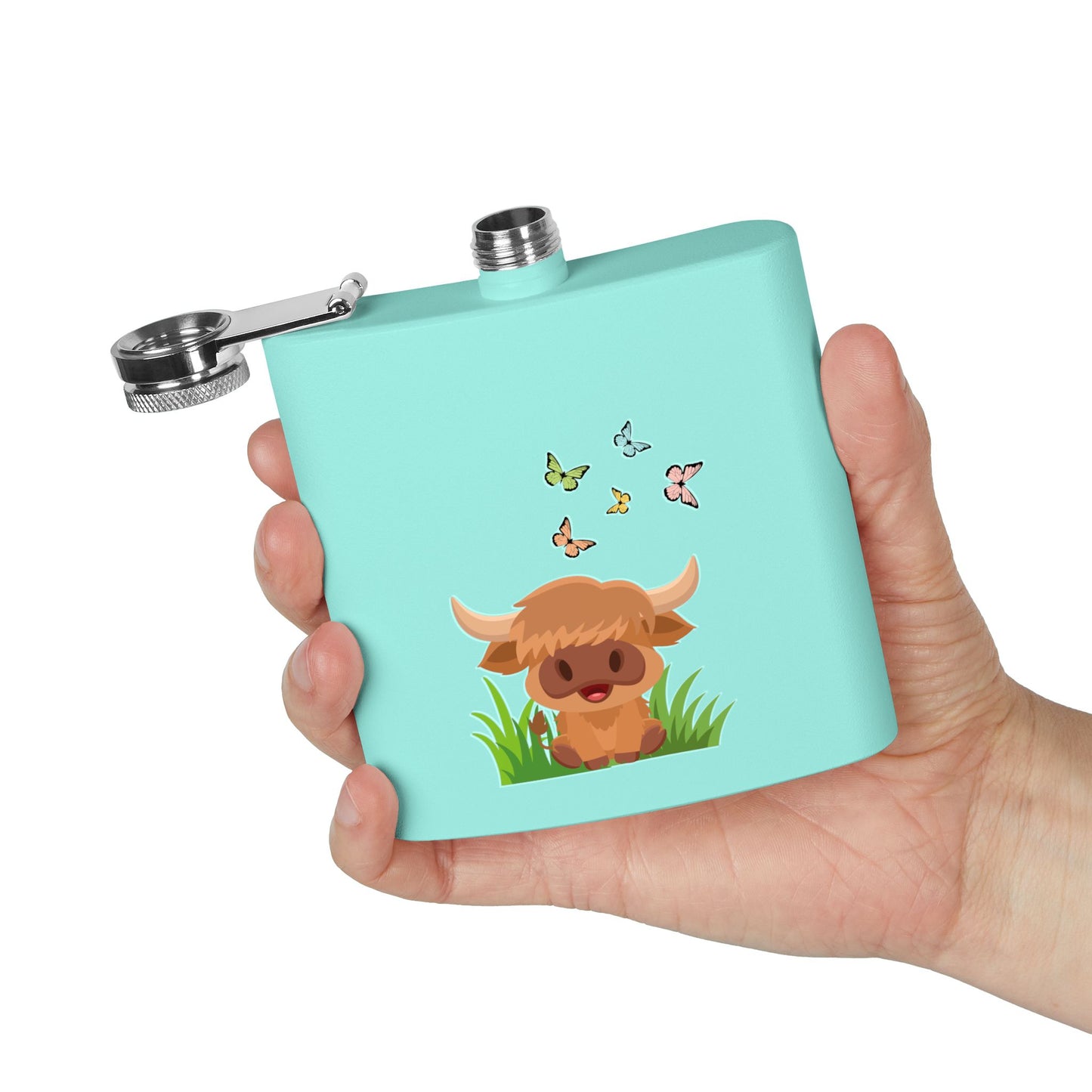 Highland Cow Stainless Steel Flask, 6oz
