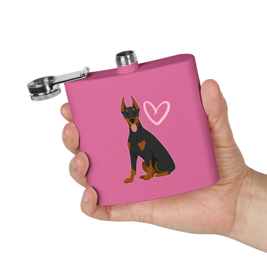 Doberman Stainless Steel Flask, 6oz