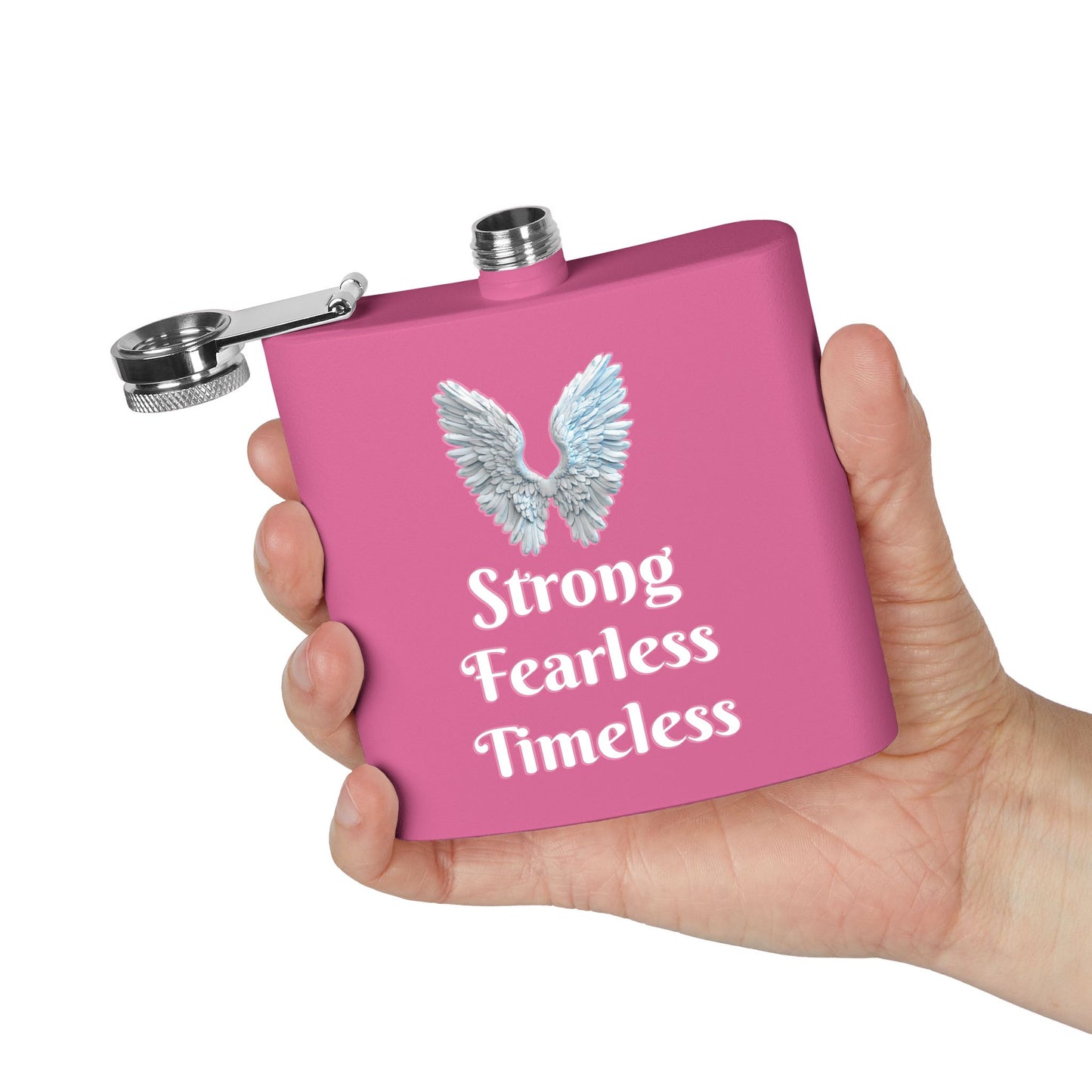 Strong Fearless Timeless Stainless Steel Flask, 6oz